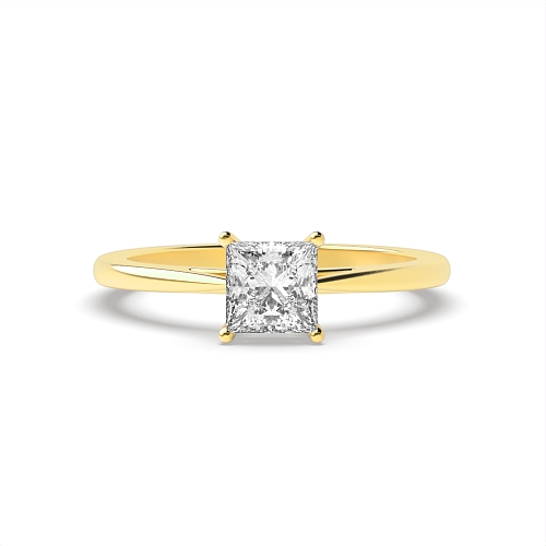 4 Prong Princess Yellow Gold Solitaire Engagement Ring