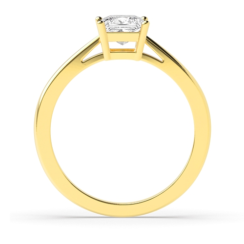 4 Prong Princess Yellow Gold Basket set tapering shoulder Engagement Rings