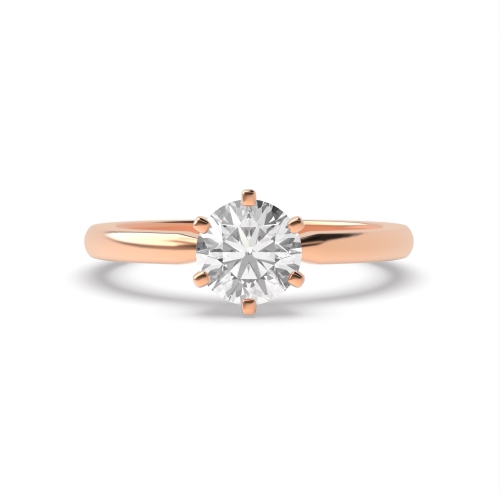 6 Prong Round Rose Gold Solitaire Engagement Ring