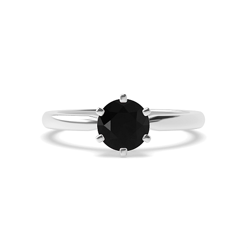 Round Square claes Black Diamond Solitaire Engagement Rings