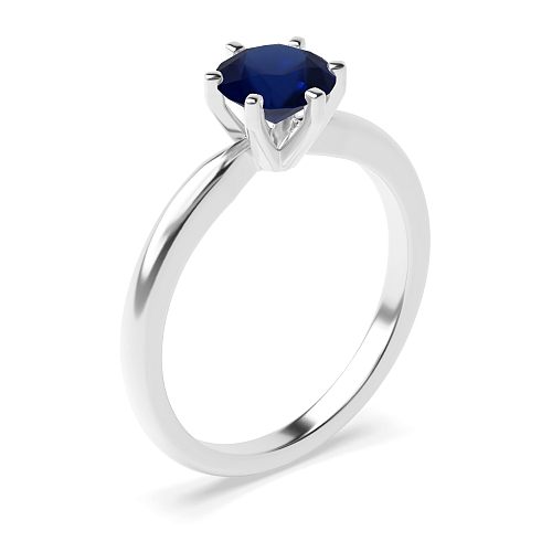 Round Square claes Blue Sapphire Engagement Rings