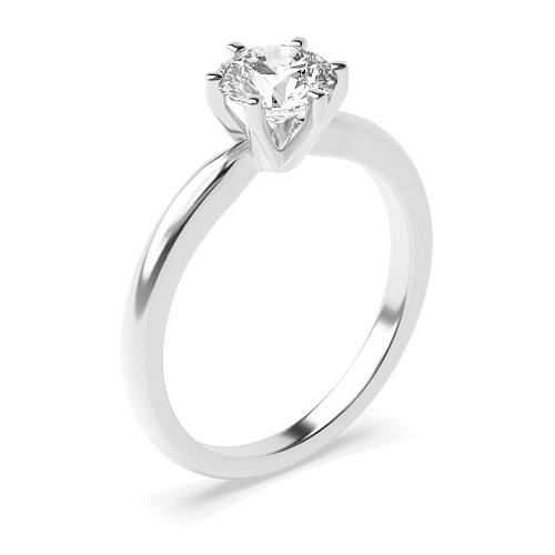 6 Prong Round Square Claes Lab Grown Diamond Solitaire Engagement Ring