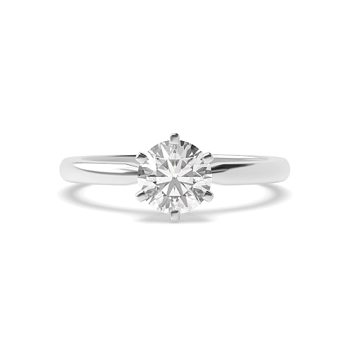 6 Prong Round Square Claes Lab Grown Diamond Solitaire Engagement Ring