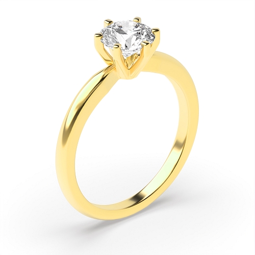Round Yellow Gold Square claes Engagement Rings