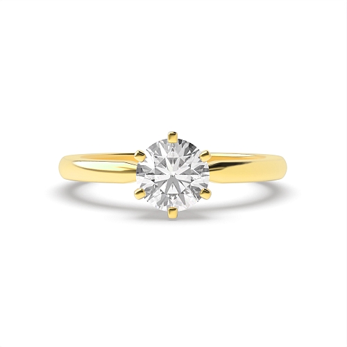 Round Yellow Gold Square claes Engagement Rings