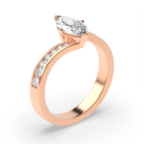 4 Prong Marquise Rose Gold Twisted shank Engagement Rings