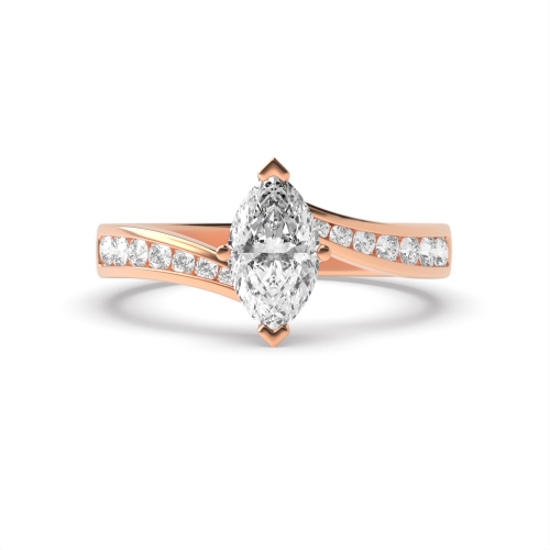 4 Prong Marquise Rose Gold Twisted shank Engagement Rings