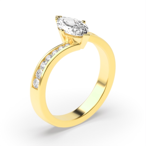4 Prong Marquise Yellow Gold Twisted shank Engagement Rings