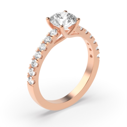 Round Rose Gold Crossover open claws Engagement Rings