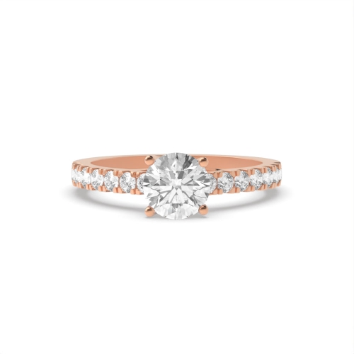 Round Rose Gold Crossover open claws Engagement Rings