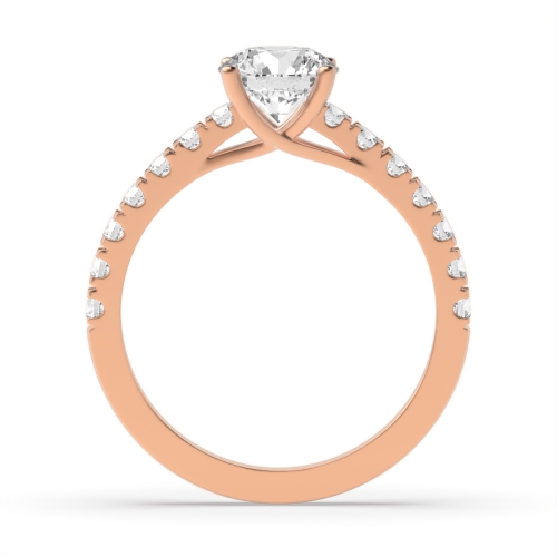 Round Rose Gold Crossover open claws Engagement Rings