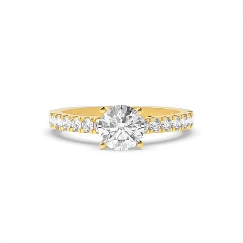 Round Yellow Gold Crossover open claws Engagement Rings