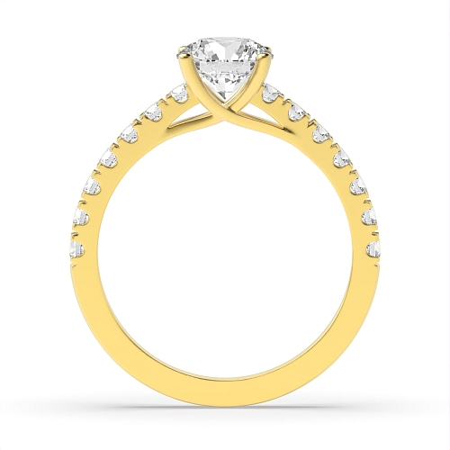 Round Yellow Gold Crossover open claws Engagement Rings