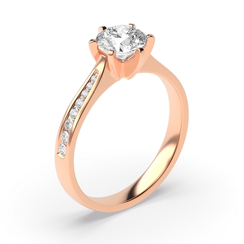 6 Prong Round Rose Gold Corner claws Engagement Rings