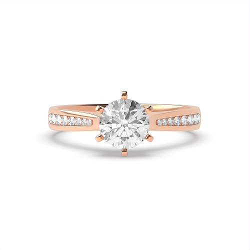 6 Prong Round Rose Gold Corner claws Engagement Rings