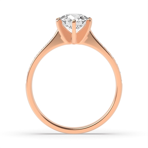 6 Prong Round Rose Gold Corner claws Engagement Rings