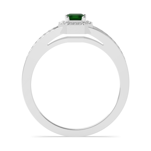 4 Prong Split shoulder Emerald Halo Engagement Rings