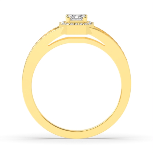 4 Prong Emerald Yellow Gold Split shoulder Engagement Rings