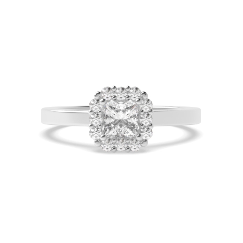 4 Prong Princess Platinum Halo Engagement Ring