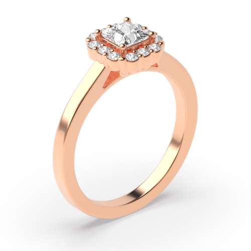4 Prong Princess Rose Gold Raised Engagement Rings