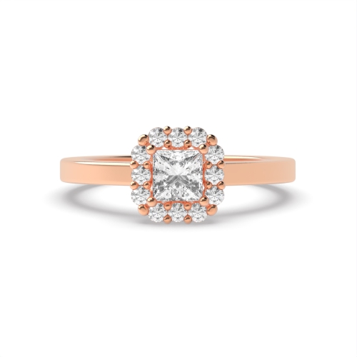 4 Prong Princess Rose Gold Raised Engagement Rings