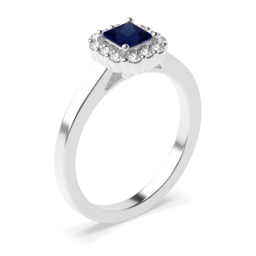 4 Prong Princess Raised Blue Sapphire Engagement Rings