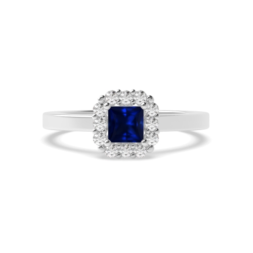4 Prong Princess Raised Blue Sapphire Engagement Rings