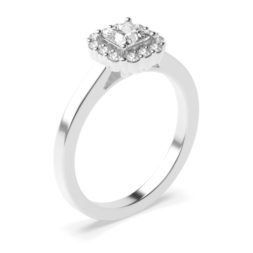 4 Prong Princess Raised Halo Engagement Ring