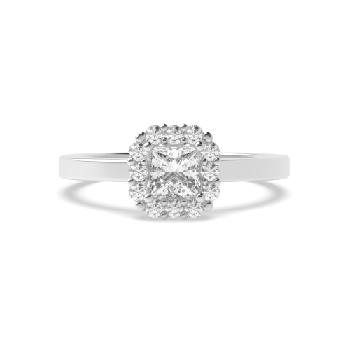 4 Prong Princess Raised Halo Engagement Ring