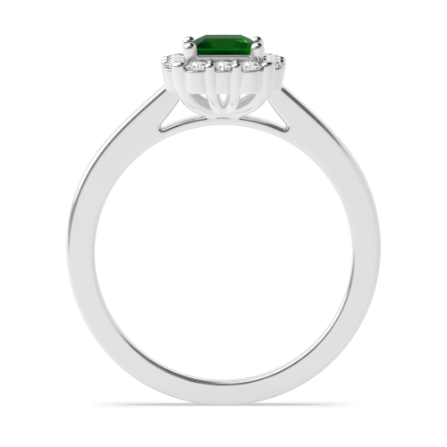 4 Prong Princess Raised Emerald Halo Engagement Rings