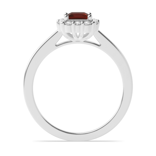 4 Prong Princess Raised Garnet Halo Engagement Rings