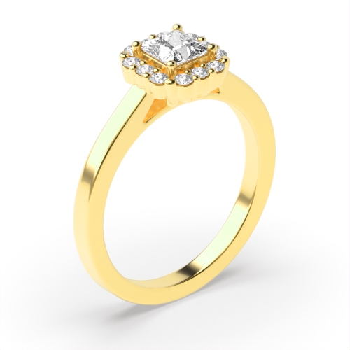 4 Prong Princess Yellow Gold Raised Engagement Rings