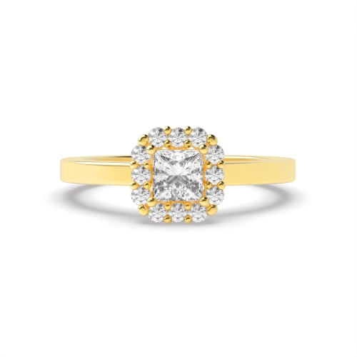 4 Prong Princess Yellow Gold Raised Engagement Rings
