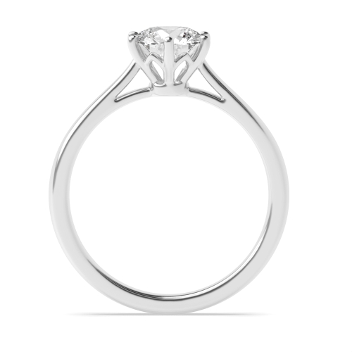 6 Prong Round Silver Solitaire Engagement Ring