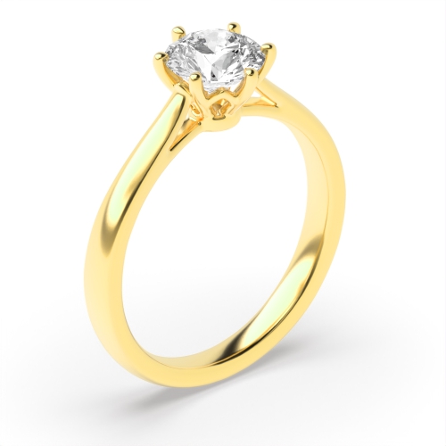 6 Prong setting Round Brilliant Cut Diamond Ring for Engagements In Gold / Platinum