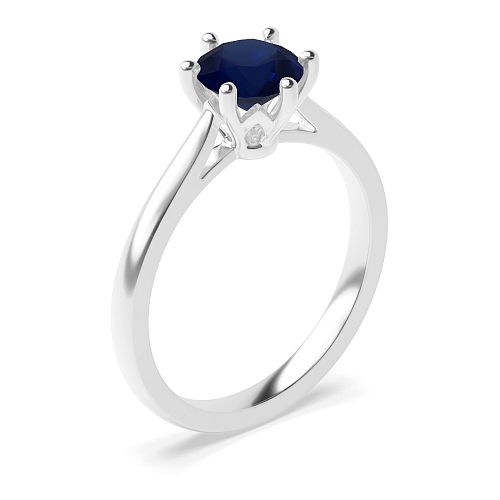 Flower setting Blue Sapphire Engagement Rings