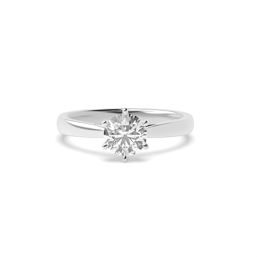 6 Prong Round Flower Setting Solitaire Engagement Ring