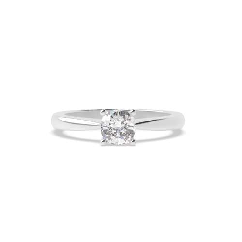 6 Prong Cushion Flower Style Tapered Shoulder Solitaire Engagement Ring