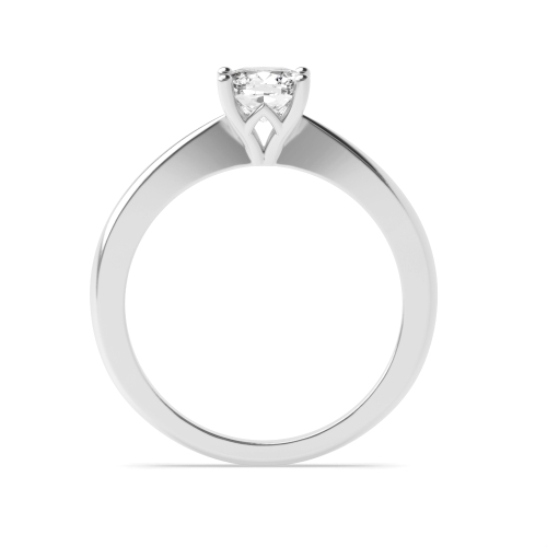 6 Prong Cushion Flower Style Tapered Shoulder Solitaire Engagement Ring
