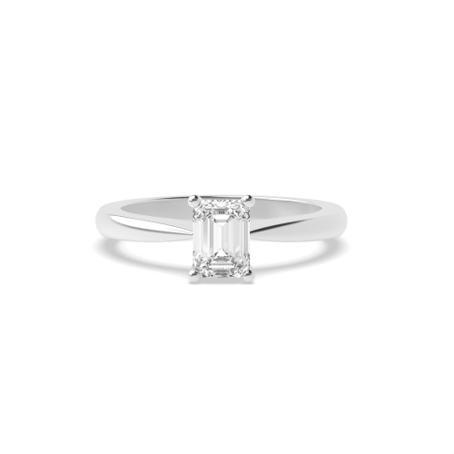 6 Prong Emerald Flower Style Tapered Shoulder Solitaire Engagement Ring