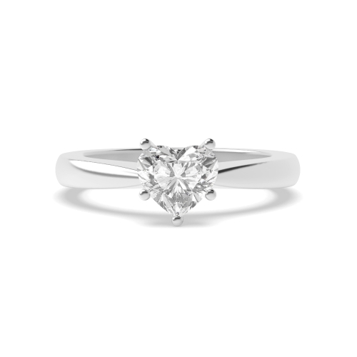 Prong Heart Flower Style Tapered Shoulder Solitaire Engagement Ring
