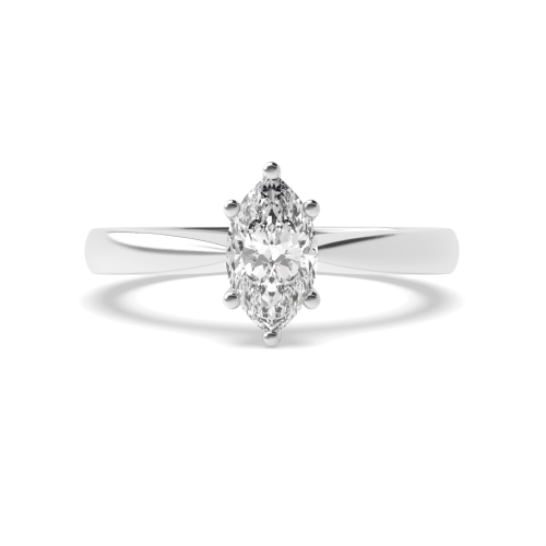 6 Prong Marquise Flower Style Tapered Shoulder Solitaire Engagement Ring