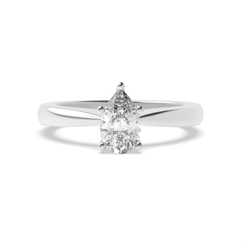 Prong Pear Flower Style Tapered Shoulder Solitaire Engagement Ring