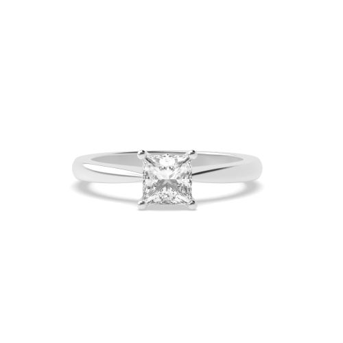 6 Prong Princess Flower Style Tapered Shoulder Solitaire Engagement Ring