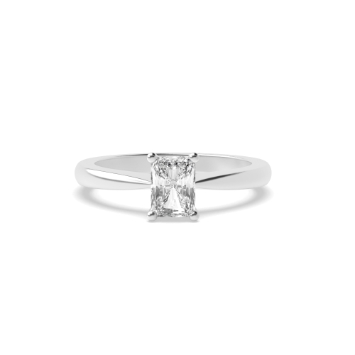 6 Prong Radiant Flower Style Tapered Shoulder Solitaire Engagement Ring