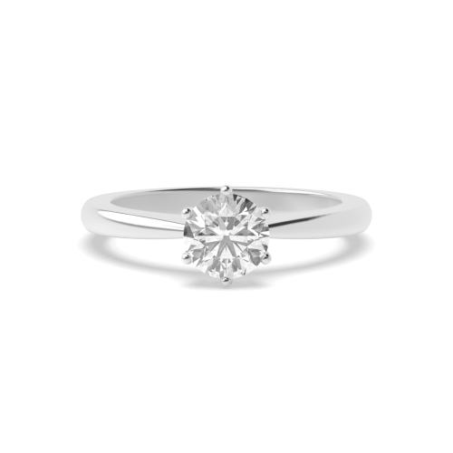 6 Prong Flower Style Tapered Shoulder Lab Grown Diamond Solitaire Engagement Ring