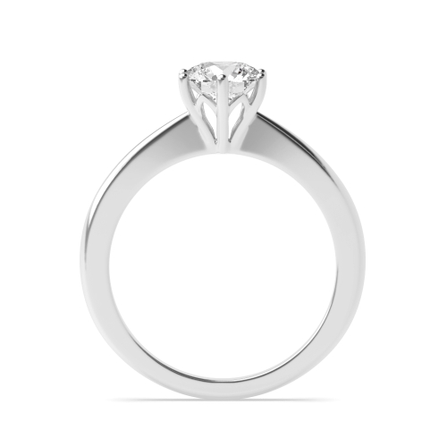 6 Prong Flower Style Tapered Shoulder Solitaire Engagement Ring
