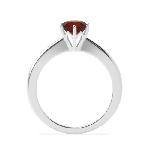 6 Prong Flower Style Tapered Shoulder Garnet Solitaire Engagement Ring