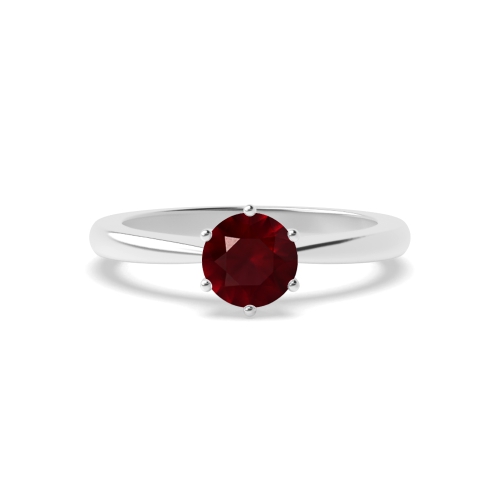 6 Prong Flower Style Tapered Shoulder Ruby Solitaire Engagement Ring