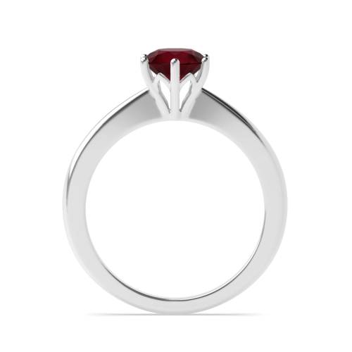 6 Prong Flower Style Tapered Shoulder Ruby Solitaire Engagement Ring